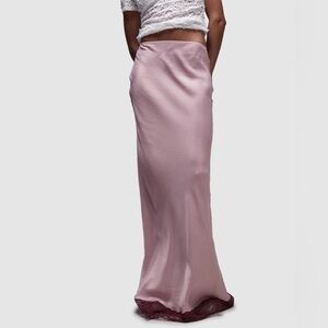 Topshop Satin Maxi Skirt in Lavender and Burgundy